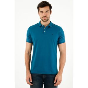 Polo azul con raqueta malla para hombre