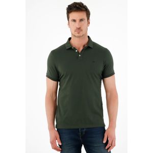 Polo verde cuello tejido para hombre