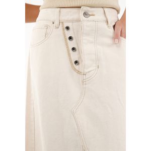 Falda silueta tipo A larga en denim crudo para mujer