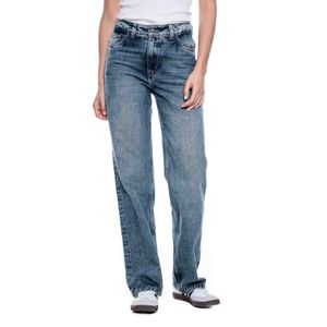 High Waist Straight Fit Jeans Tono Oscuro