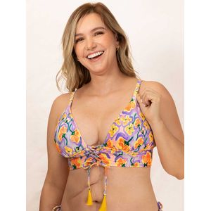 Top de Baño Triangular Estampado Lila