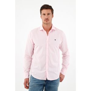Camisa cuello francés rosada para hombre