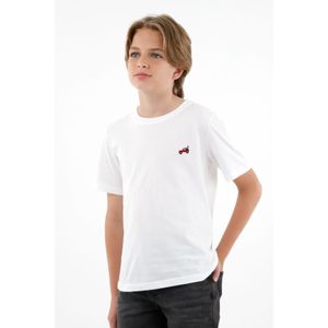 Camiseta blanca con bordado tejido para niño