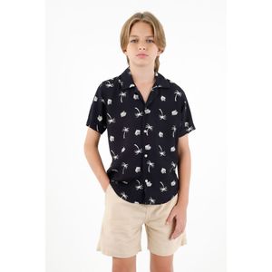 Camisa tipo bowling negra para niño