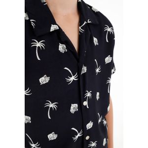 Camisa tipo bowling negra para niño