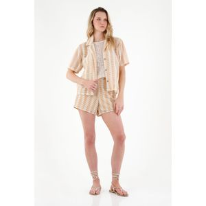 Camisa tipo bowling crudo para mujer
