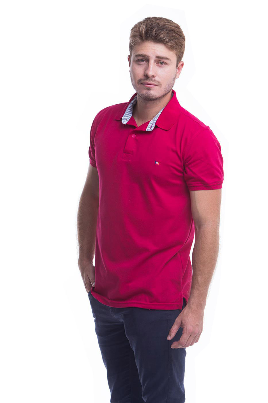 Camiseta Tipo Polo Para Hombre Hamer Bordada Fucsia Oscura Agaval