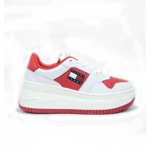 TENIS CASUAL DAMA TOMMY COLOR BLANCO Y ROJO