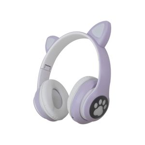 Diadema de Orejas de Gato con Bluetooth y Luces para Chicas Morado