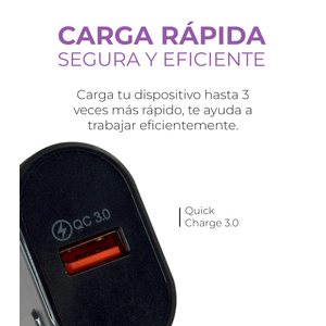 Cargador Carga Rapida Con Cubo y Cable Entrada USB A TIPO C Negro