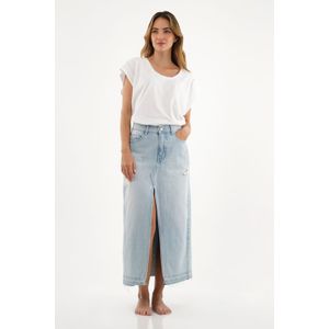 Falda azul en denim para mujer