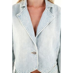 Chaqueta tipo blazer azul para mujer