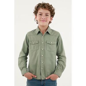 Camisa verde manga larga para niño
