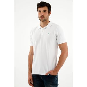 Polo blanca con raqueta multicolor para hombre
