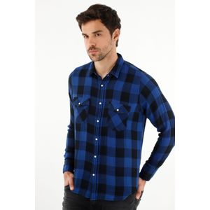 Camisa leñadora azul para hombre