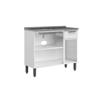 Cocina integral Simply en acero 105cm incluye lavaplatos izquierdo Blanco