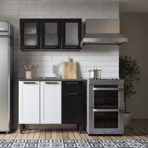 Cocina integral Simply en acero 105cm incluye lavaplatos izquierdo Negro