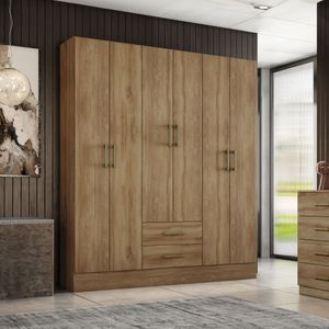 Closet armario en MDP 150x182cm 6 puertas 2 cajones Noce