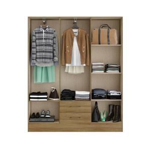 Closet armario en MDP 150x182cm 6 puertas 2 cajones Noce
