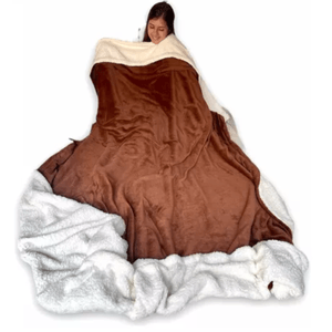 Cobija Térmica Ovejera Gigante Cama Doble Ropa de Cama Hogar Marrón