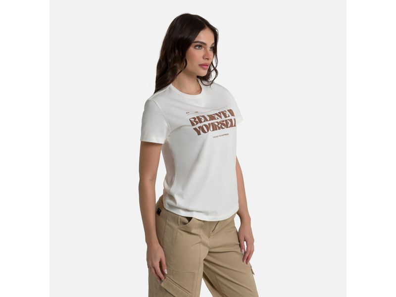 Camiseta Estampado Localizado Color Crudo Para Mujer Agaval