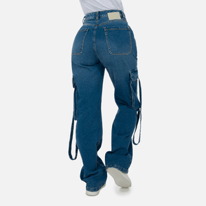 Jean Straight Color Azul Medio Para Mujer