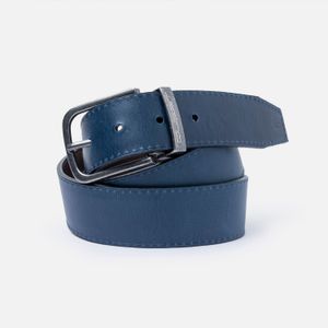 Correa Cuero Color Azul Oscuro Para Hombre