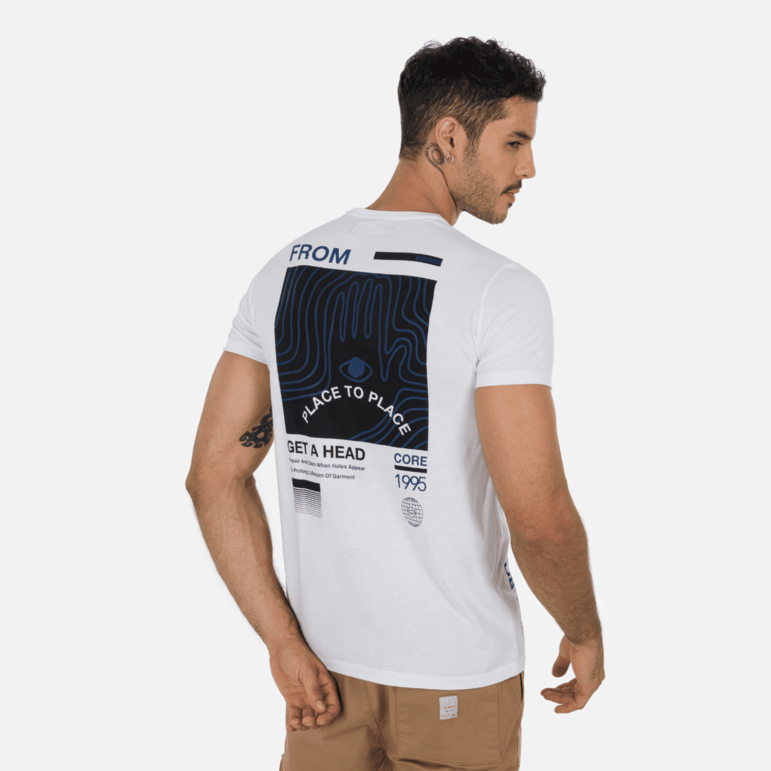 Camiseta Estampado Localizado Color Blanco Para Hombre - Agaval