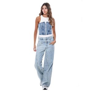 Corset En Denim Con Cremallera
