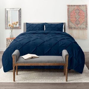 Duvet Pinch + Plumon + Fundas +  Cojin Cuadrado Azul Oscuro