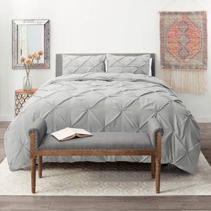 Duvet Pinch + Plumon + Fundas +  Cojin Cuadrado Gris Claro
