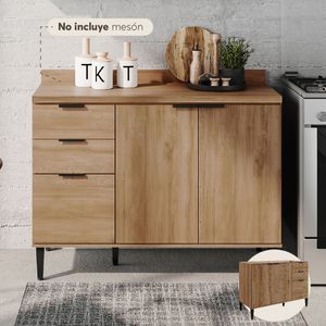 Mueble inferior de cocina 120 cm en MDP sin mesón Freijo