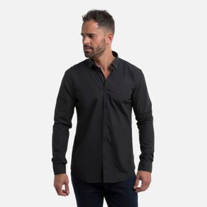 Camisa Manga Larga Color Negro Para Hombre