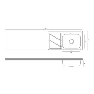 Mesón 2.10m x 52cm Liso