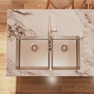 Lavaplatos Prime Doble Tanque 80x44cm + Canastilla y Rejilla