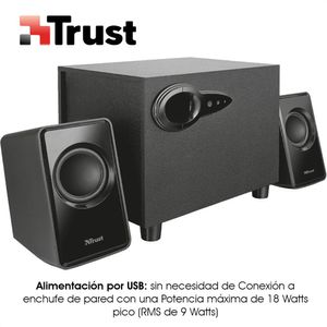 Parlantes 2.1 Trust Avora, Usb Subwoofer Set Diseño Compacto