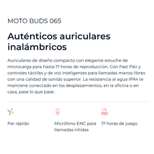 Motorola Moto Buds 065 Auriculares Táctil Manos Libres Tws