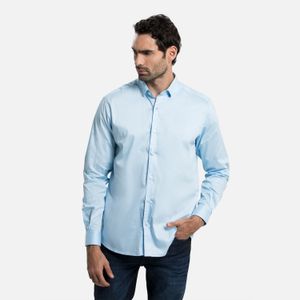 Camisa Manga Larga Color Azul Claro Para Hombre