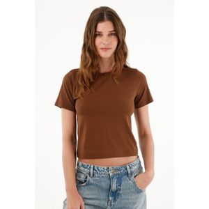Camiseta ajustada café para mujer