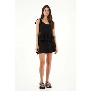 Camisa negra de tiras con boleros para mujer