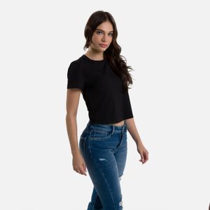 Camiseta Manga Corta Color Negro Para Mujer