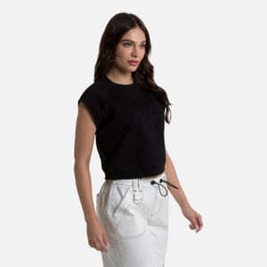 Camiseta Manga Sisa Color Negro Para Mujer
