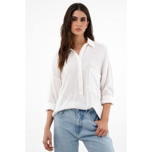 Camisa manga larga blanca para mujer