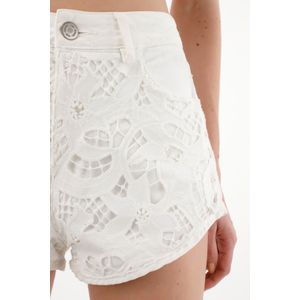 Short de tiro alto crudo con encajes para mujer
