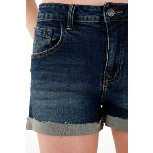 Bermuda azul con arrugas 3D para mujer