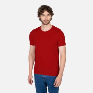 Camiseta Unicolor Color Rojo Cereza Para Hombre