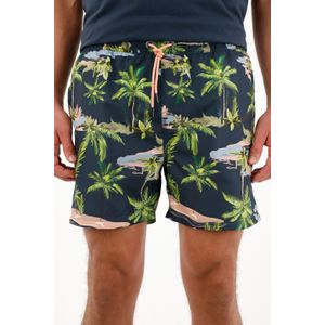Pantaloneta de baño con estampado de palmeras para hombre