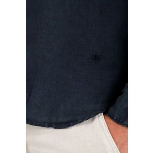 Camisa manga larga azul 100% lino para hombre