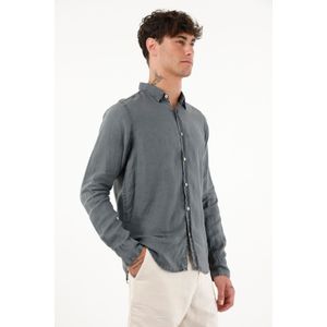 Camisa azul de 100% lino para hombre