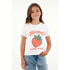 Camiseta blanca con estampado frontal para niña